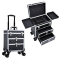 FRENESSA Rolling Makeup Case Aluminum Trolley Train Case with Drawers