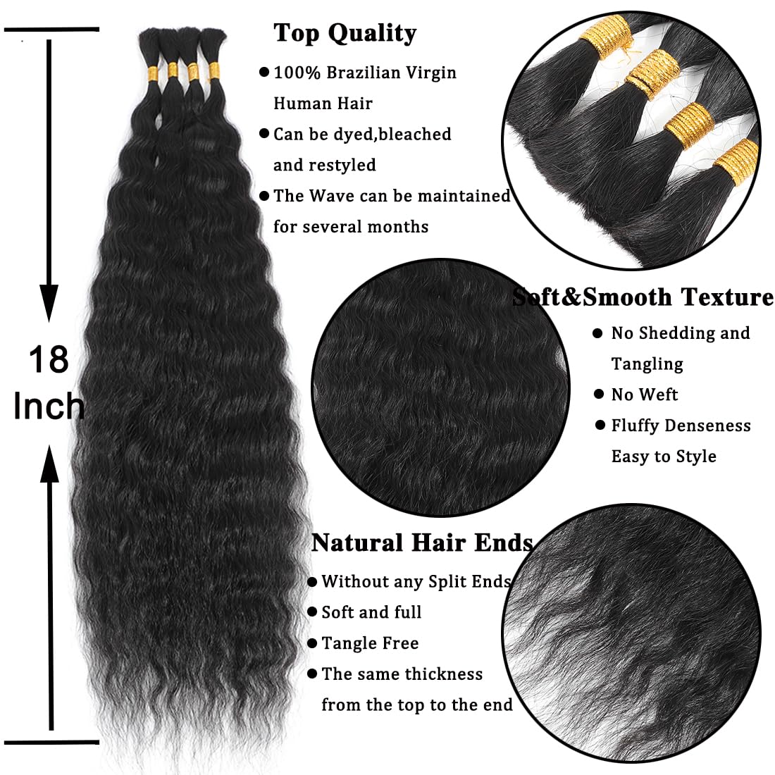 100% Brazilian Human Hair Bulk Braiding Extensions
