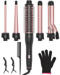 ANIEKIN 5-in-1 Ceramic Curling Iron Set with Interchangeable Barrels