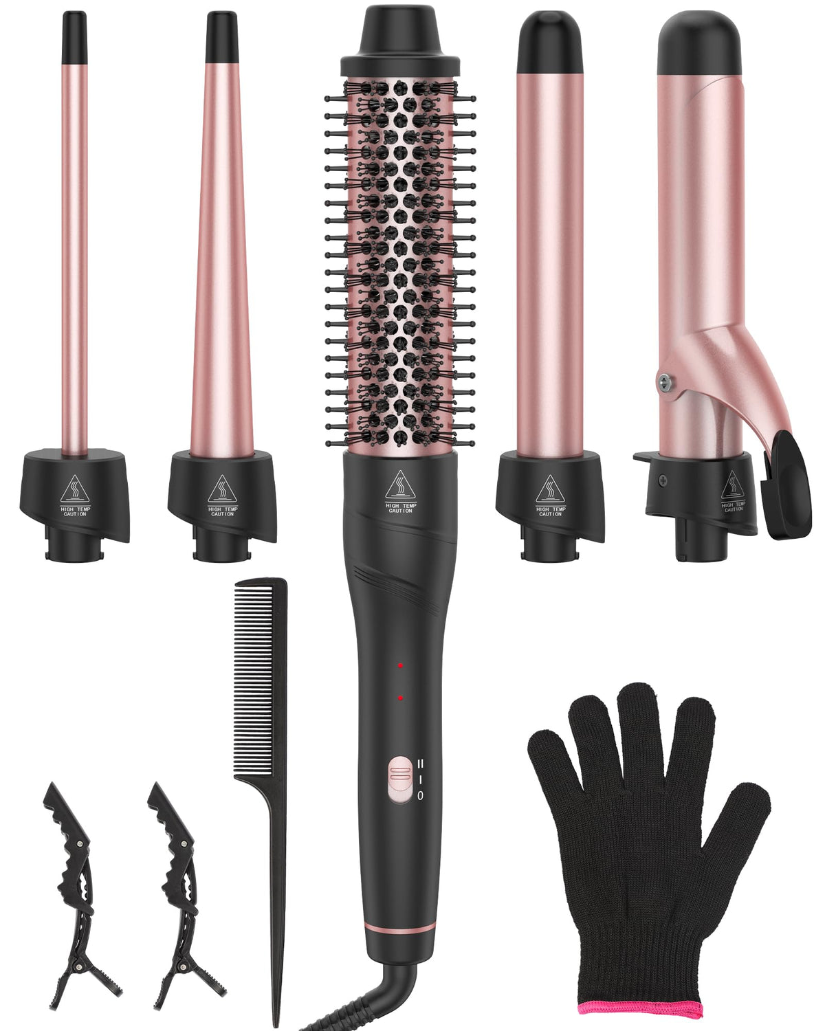 ANIEKIN 5-in-1 Ceramic Curling Iron Set with Interchangeable Barrels