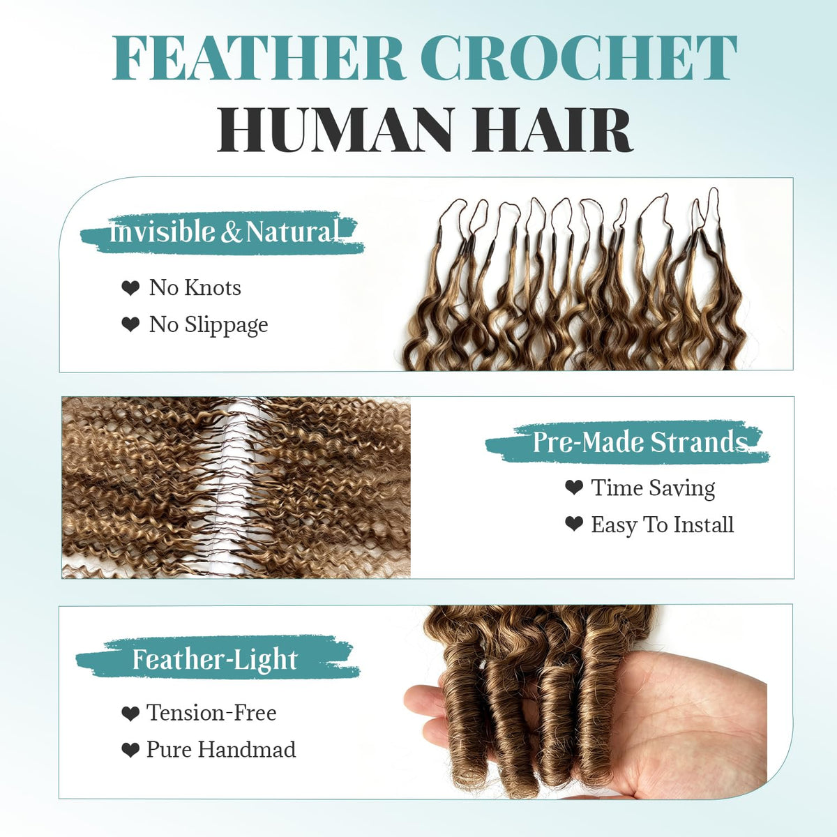 Pre-Separated Burmese Curly Human Hair Crochet Extensions