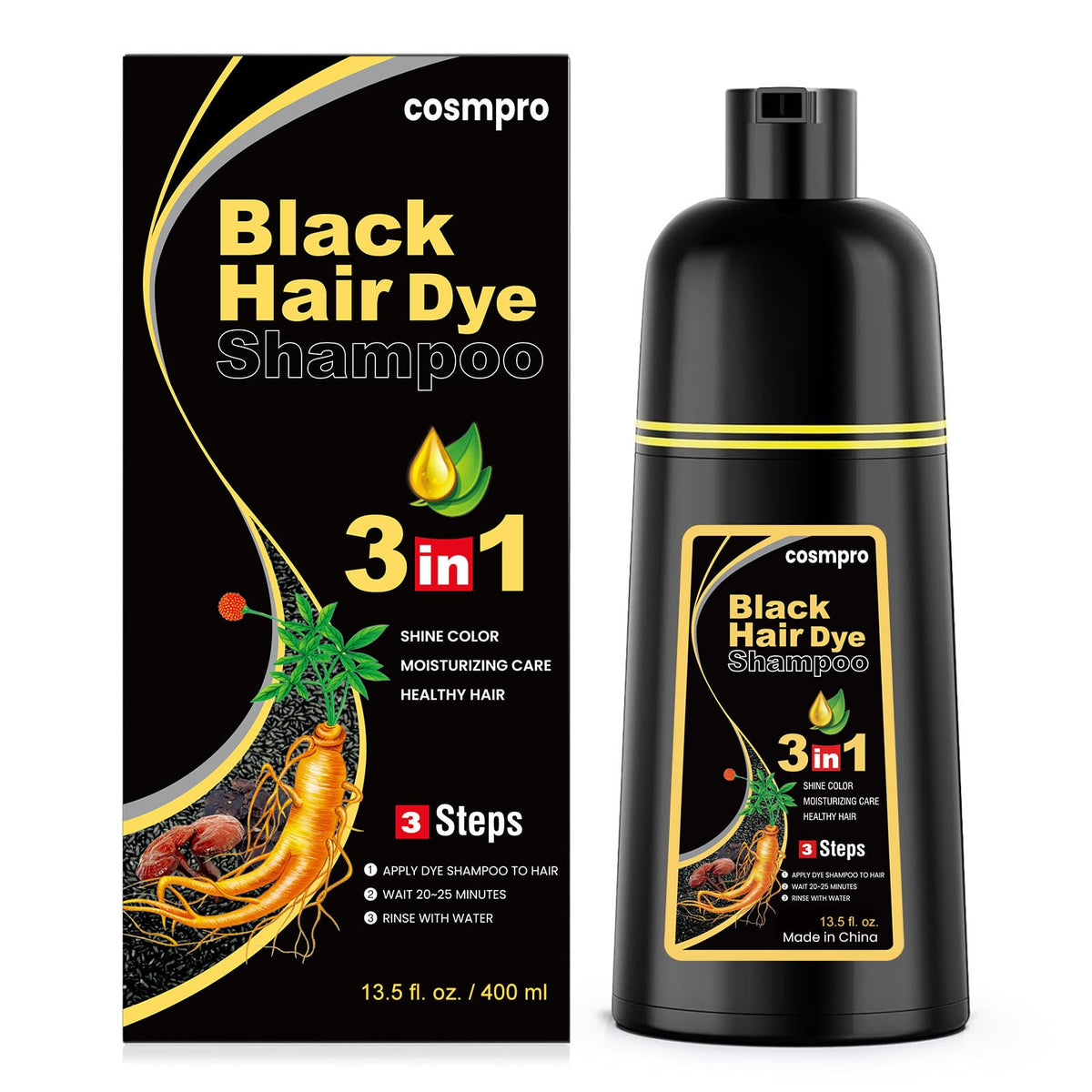 Cosmpro 3-in-1 Hair Dye Shampoo for Gray Coverage