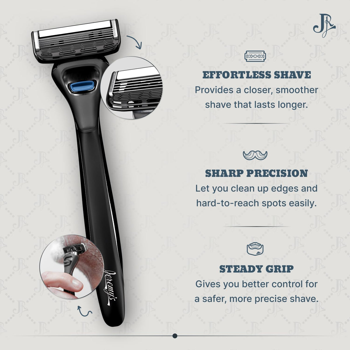 Jeremy's Razors Precision 5 Men's Razor Blade Refills, 8 Cartridges