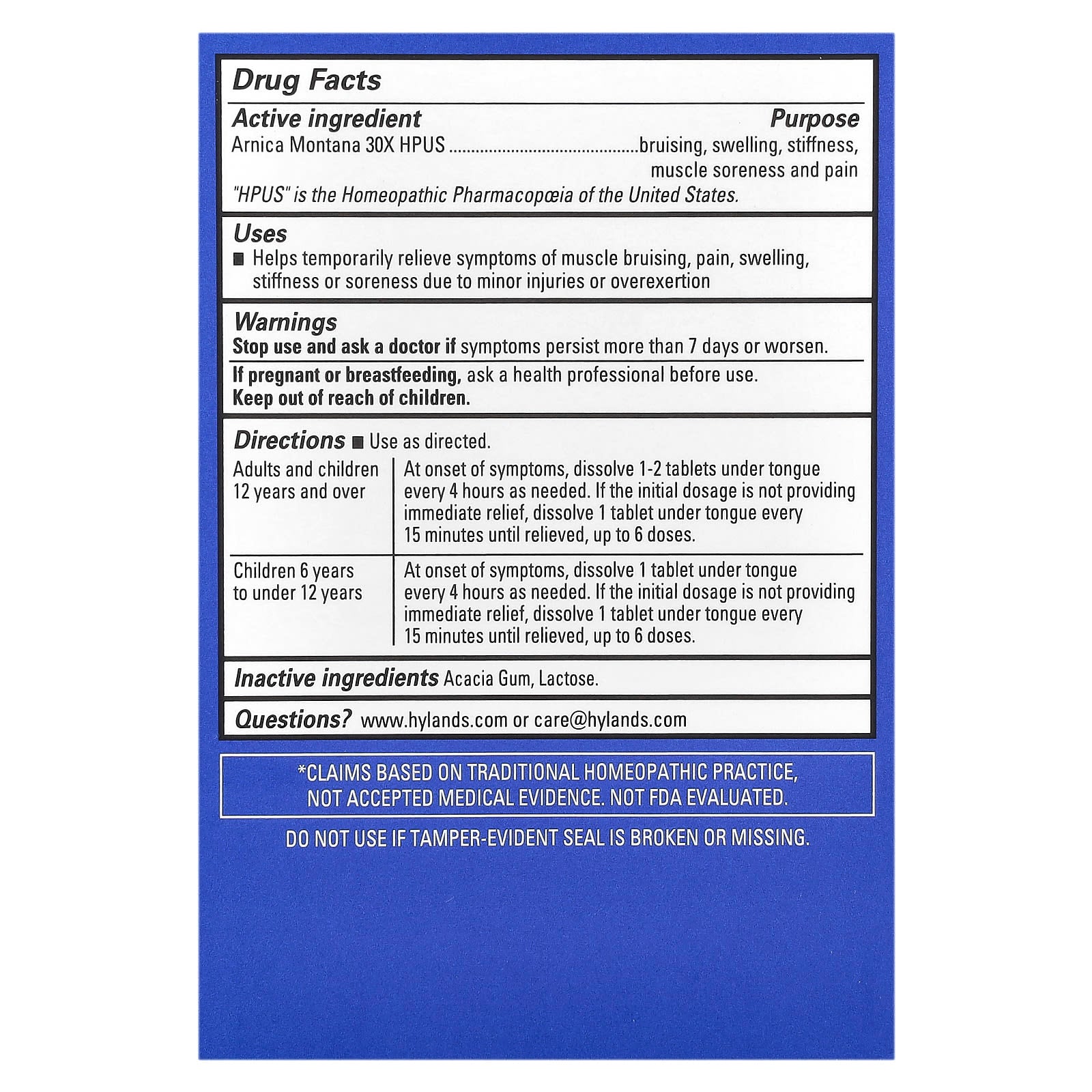 Hyland's Naturals, Arnica 30X, 50 Quick-Dissolving Tablets