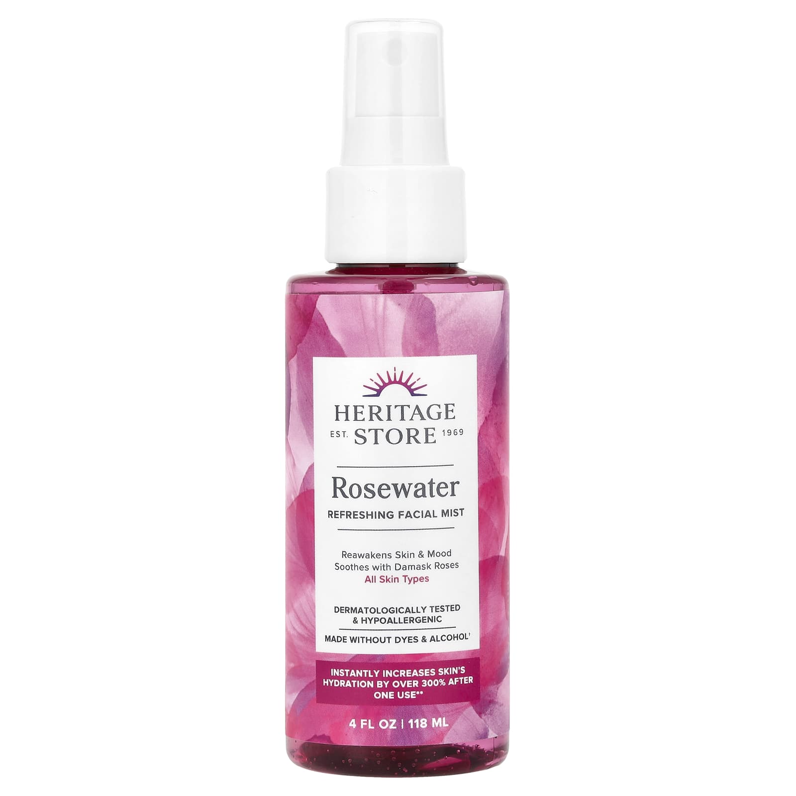 Heritage Store, Rosewater Refreshing Facial Mist, 4 fl oz (118 ml)