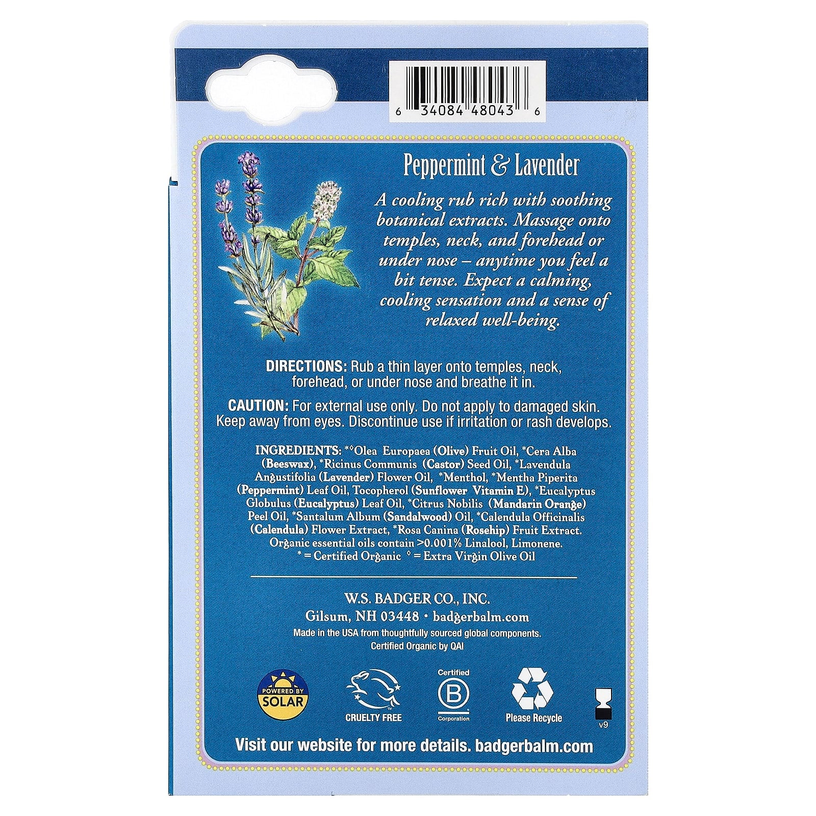 Badger, Aromatherapy, Headache Soother, Peppermint & Lavender, 0.60 oz (17 g)