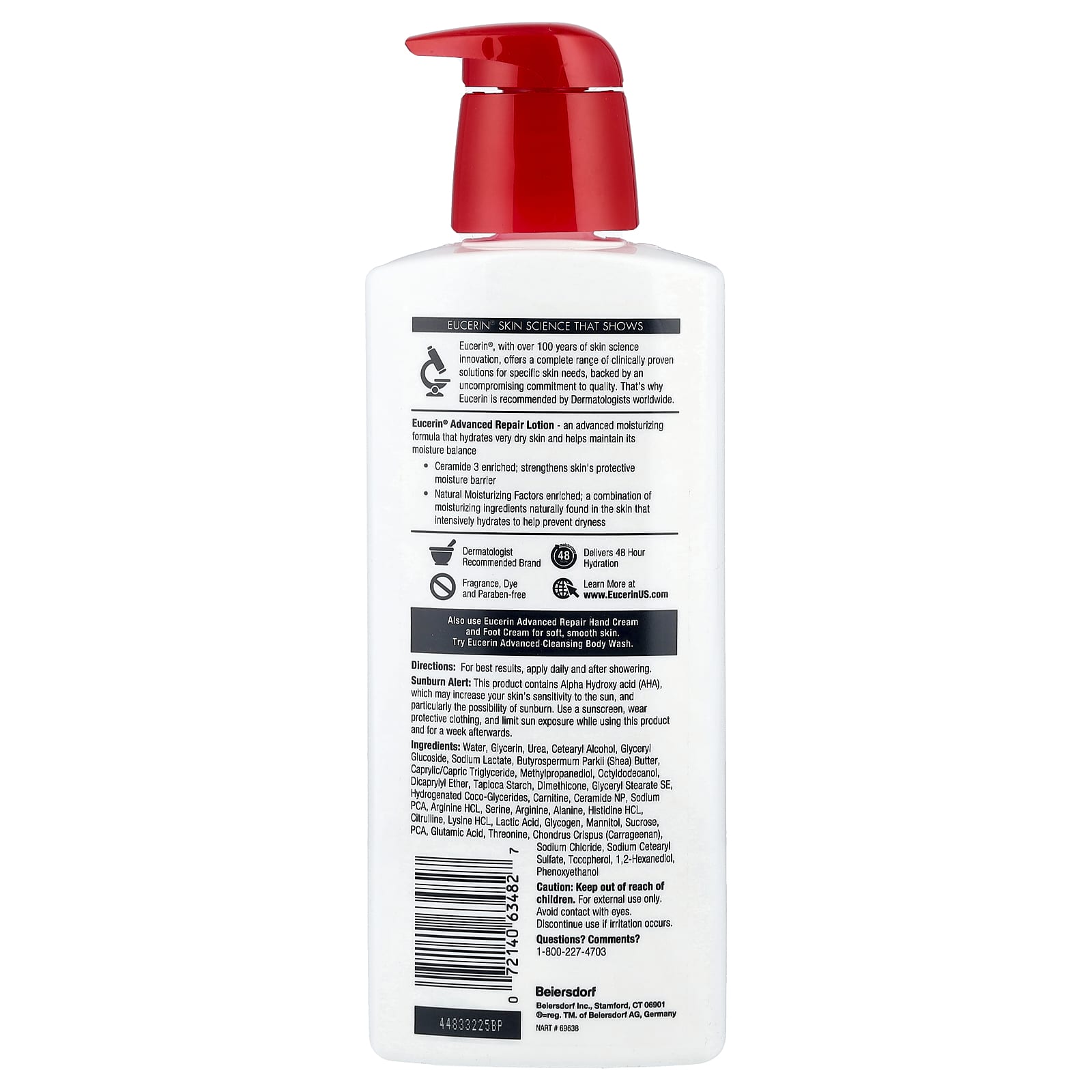 Eucerin, Advanced Repair Lotion, Fragrance Free, 16.9 fl oz (500 ml)