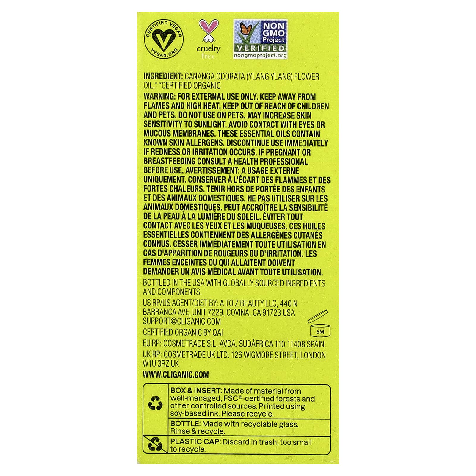 Cliganic, Drop of Good Vibes™, Organic Essential Oil, Ylang Ylang, 0.34 fl oz (10 ml)