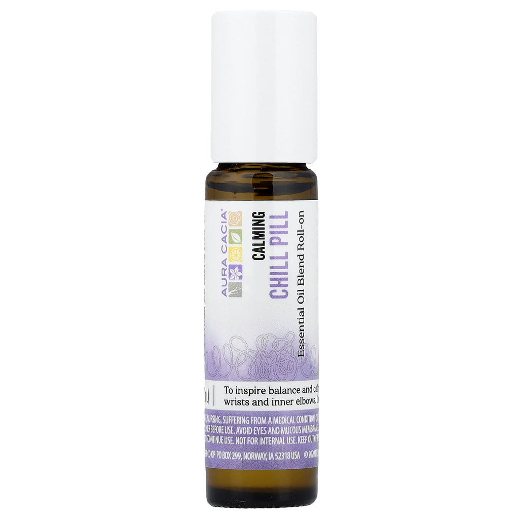 Aura Cacia, Essential Oil Blend, Roll-On, Chill Pill, 0.31 fl oz (9.2 ml)
