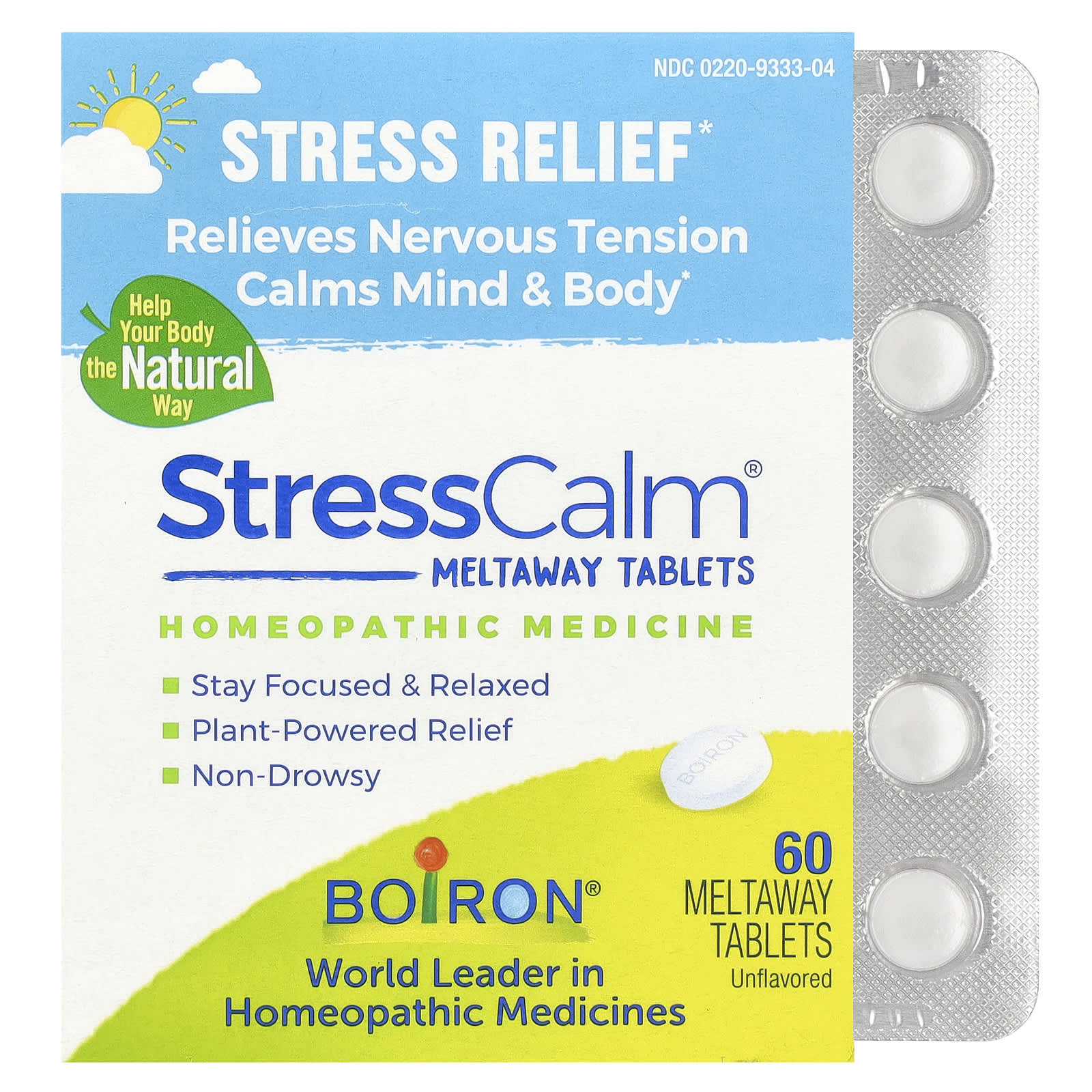 Boiron, StressCalm®, Unflavored, 60 Meltaway Tablets