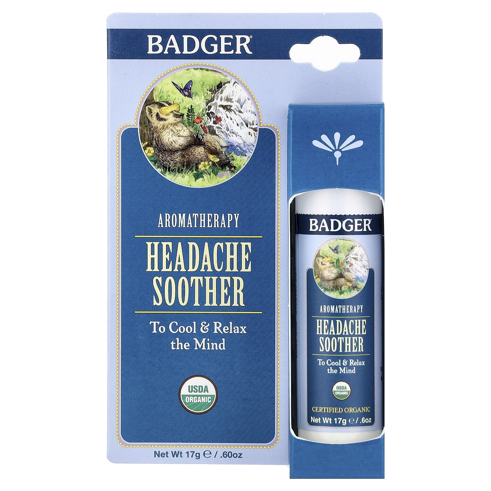 Badger, Aromatherapy, Headache Soother, Peppermint & Lavender, 0.60 oz (17 g)
