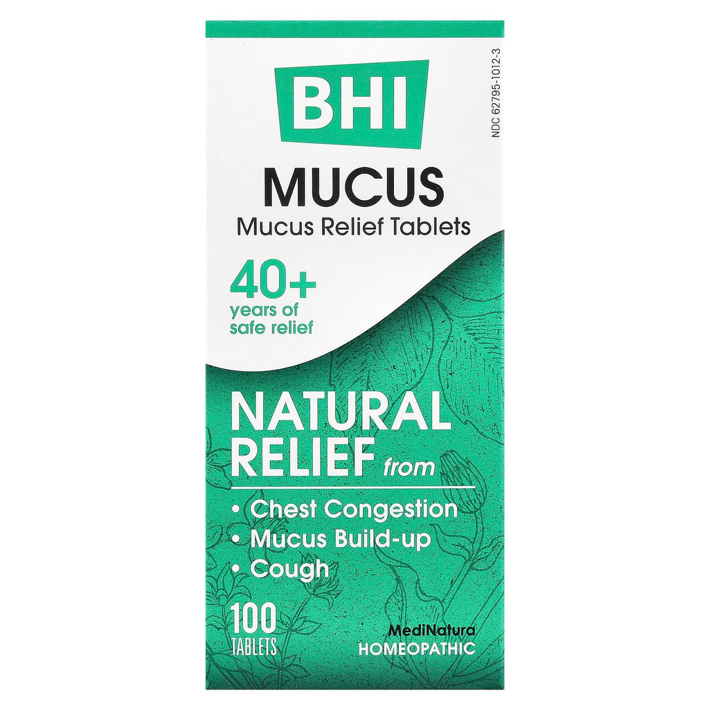 MediNatura, BHI, Mucus Relief, 100 Tablets