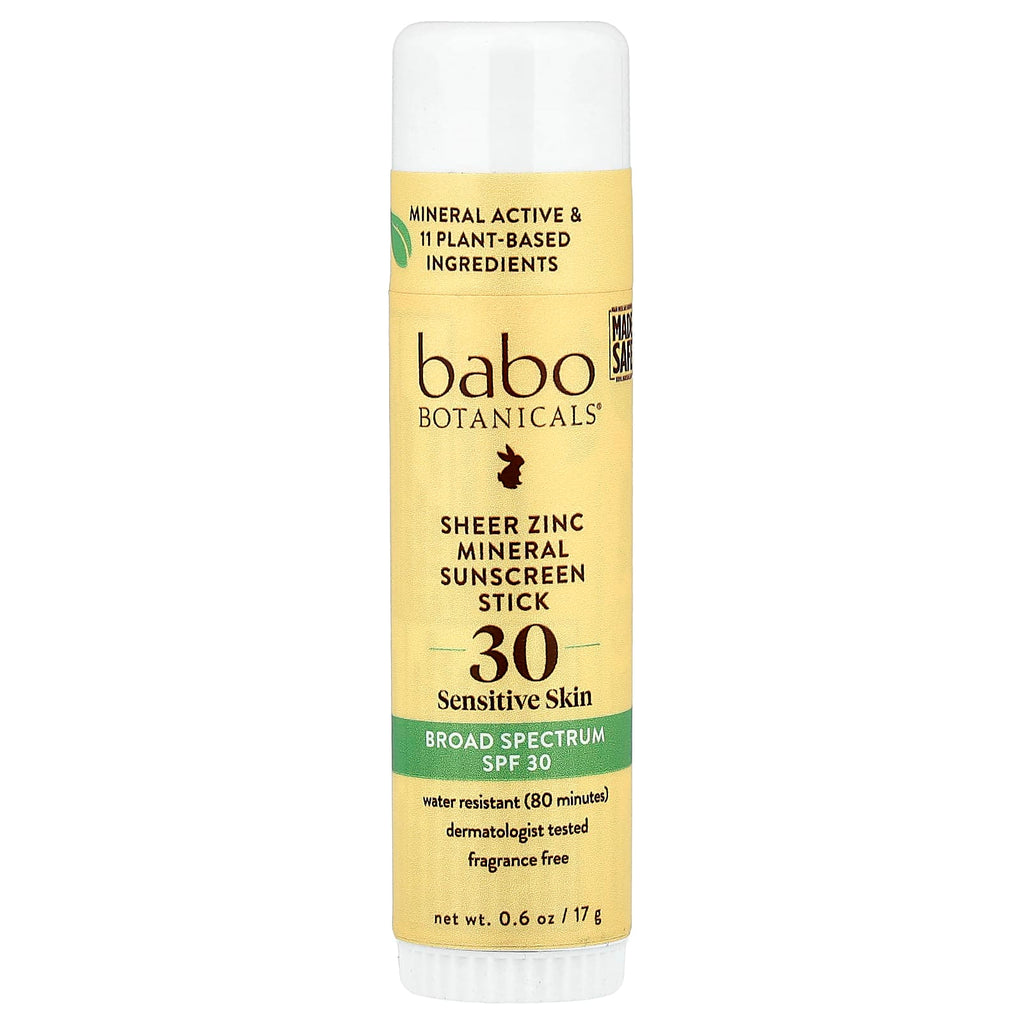 Babo Botanicals, Sheer Zinc Mineral Sunscreen Stick, Sensitive Skin, SPF 30, Fragrance Free, 0.6 oz (17 g)