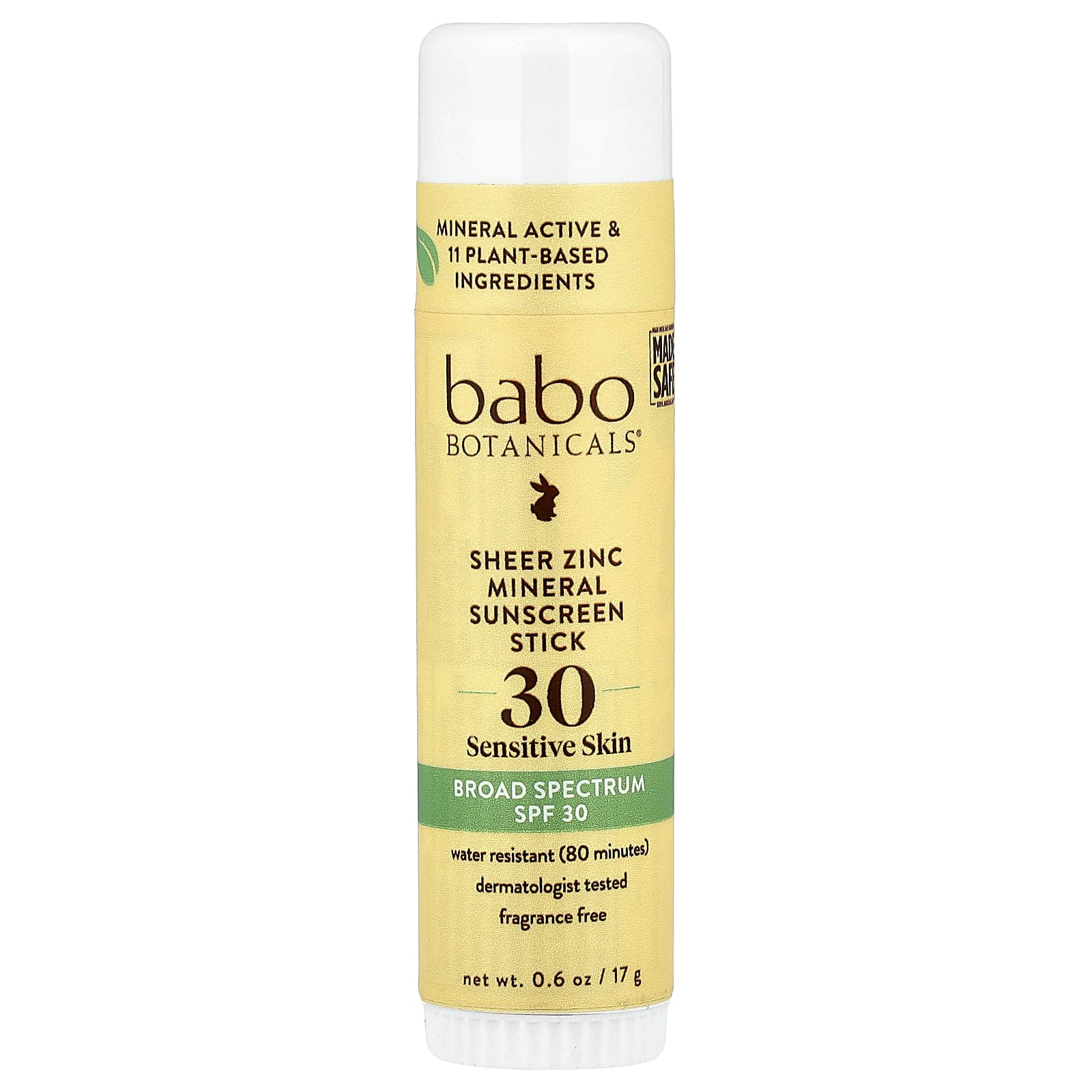 Babo Botanicals, Sheer Zinc Mineral Sunscreen Stick, Sensitive Skin, SPF 30, Fragrance Free, 0.6 oz (17 g)