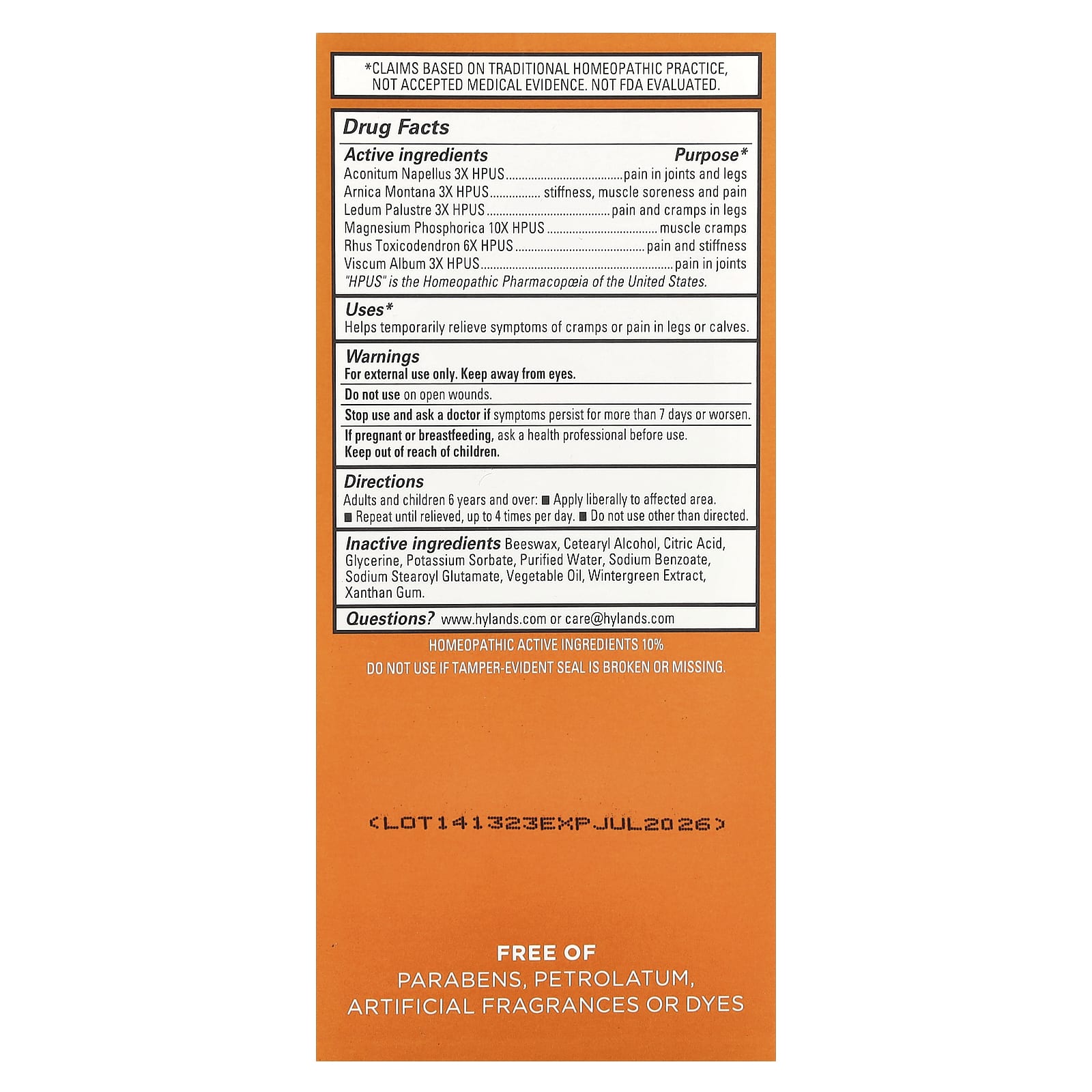 Hyland's Naturals, Leg Cramps Ointment, 2.5 oz (70.9 g)