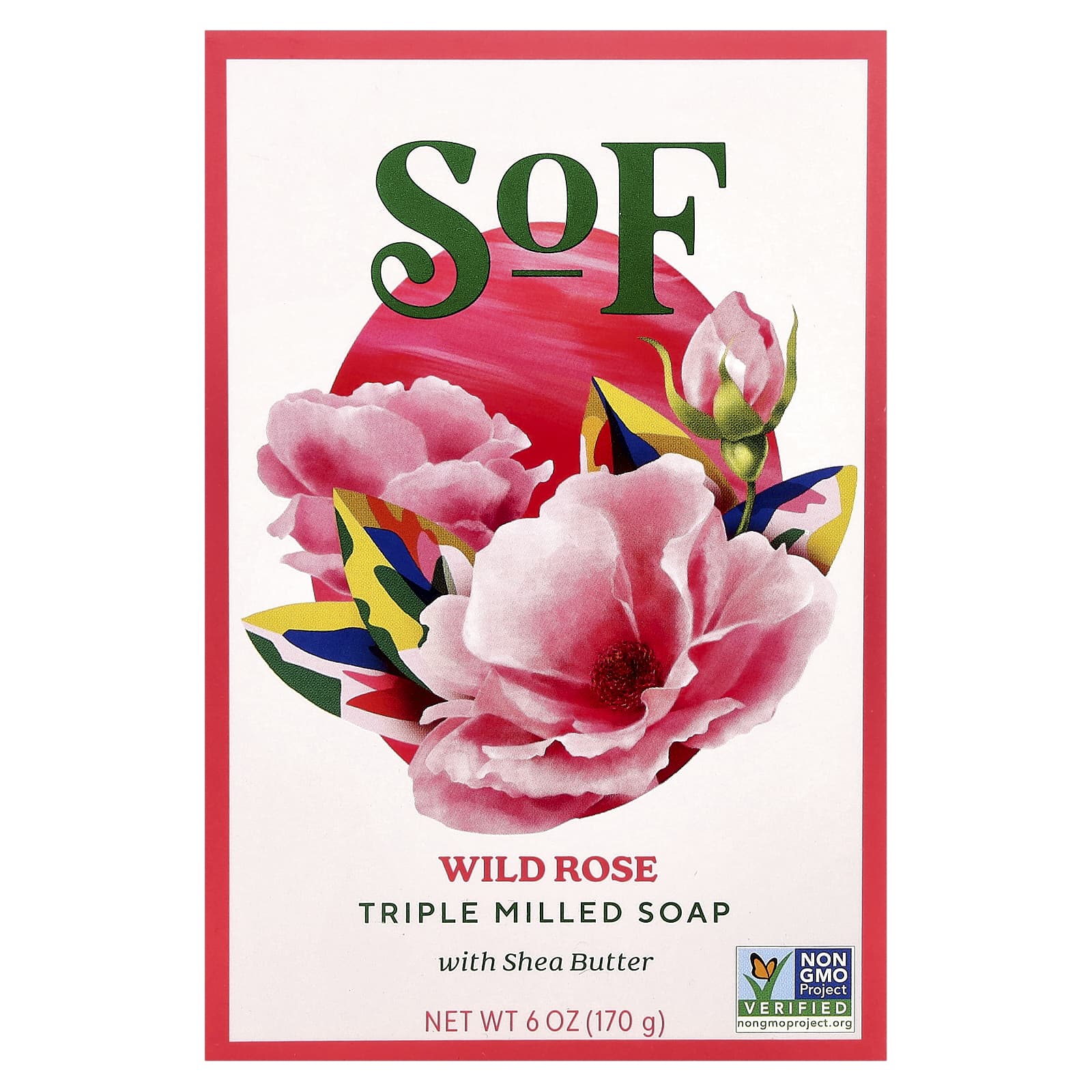 SoF, Triple Milled Bar Soap with Shea Butter, Wild Rose, 6 oz (170 g)