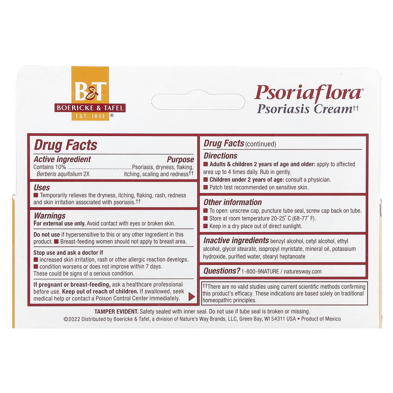 Boericke & Tafel, Psoriaflora®, Topical Cream, 1 oz (28 g)