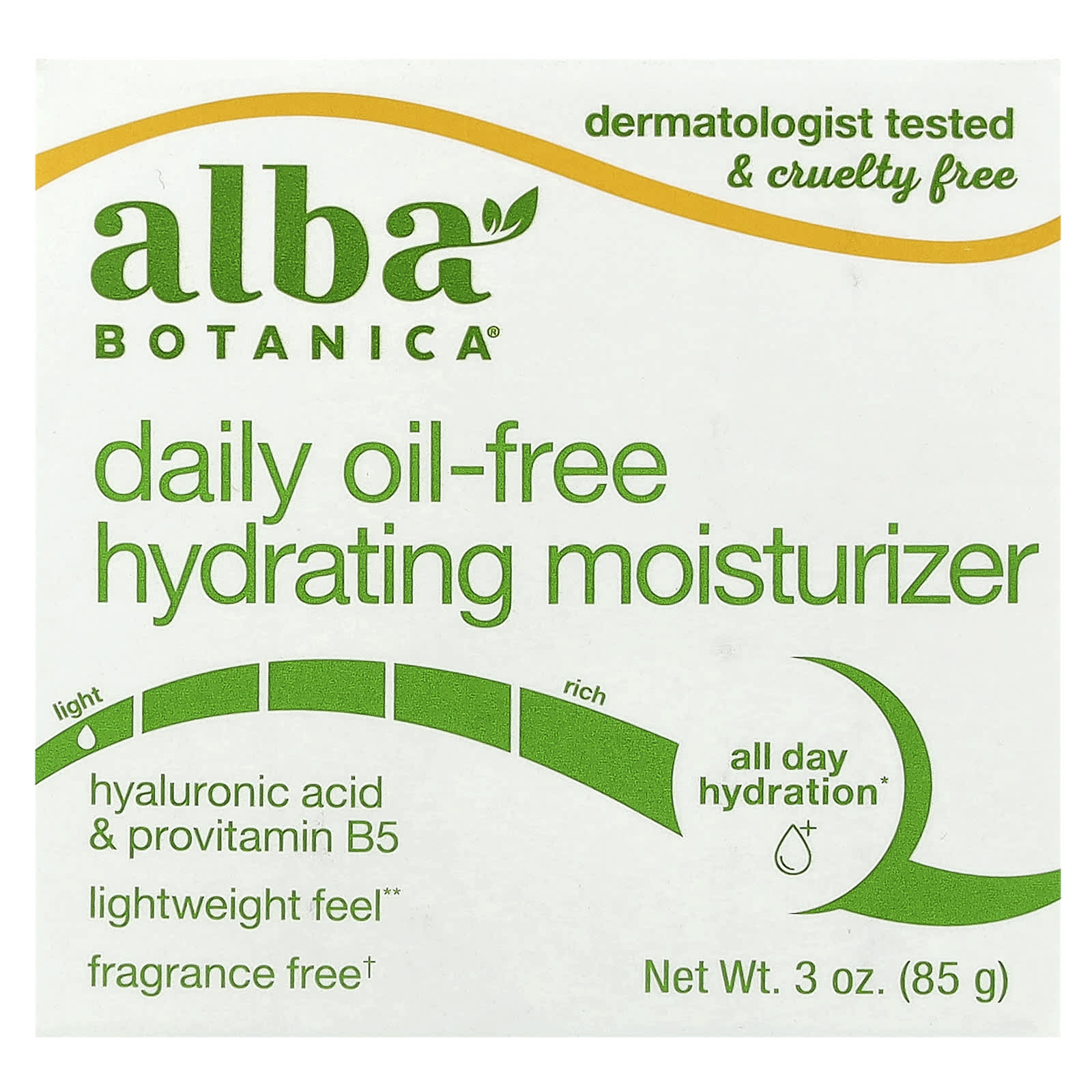 Alba Botanica, Daily Oil-Free Hydrating Moisturizer, Fragrance Free, 3 oz (85 g)