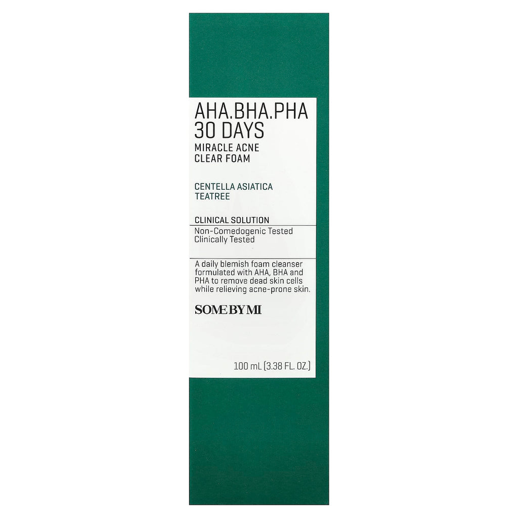 SOME BY MI, AHA, BHA, PHA 30 Days Miracle Acne Clear Foam, 3.38 fl oz (100 ml)