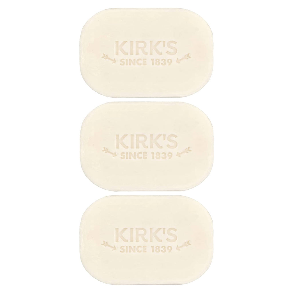 Kirk's, 100% Premium Coconut Oil Castile Bar Soap, Fragrance Free, 3 Bars, 4 oz (113 g) Each