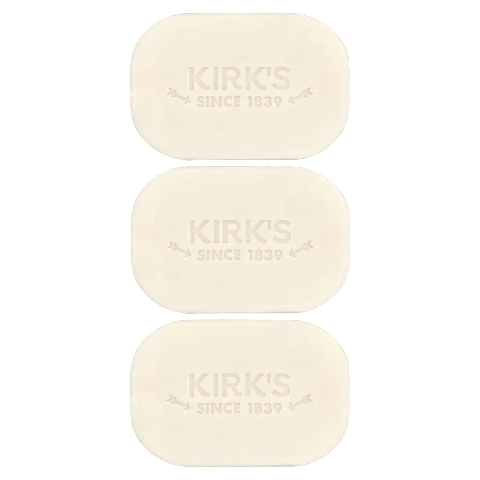 Kirk's, 100% Premium Coconut Oil Castile Bar Soap, Fragrance Free, 3 Bars, 4 oz (113 g) Each