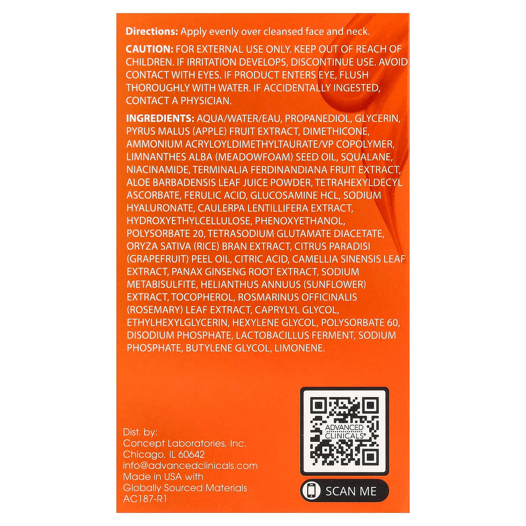 Advanced Clinicals, Vitamin C, Brightening Gel-Cream, 2.5 fl oz (74 ml)