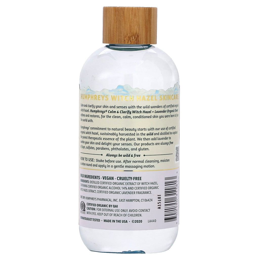 Humphreys, Witch Hazel, Organic Toner with Lavender, Calm, & Clarify, 8 fl oz (236 ml)