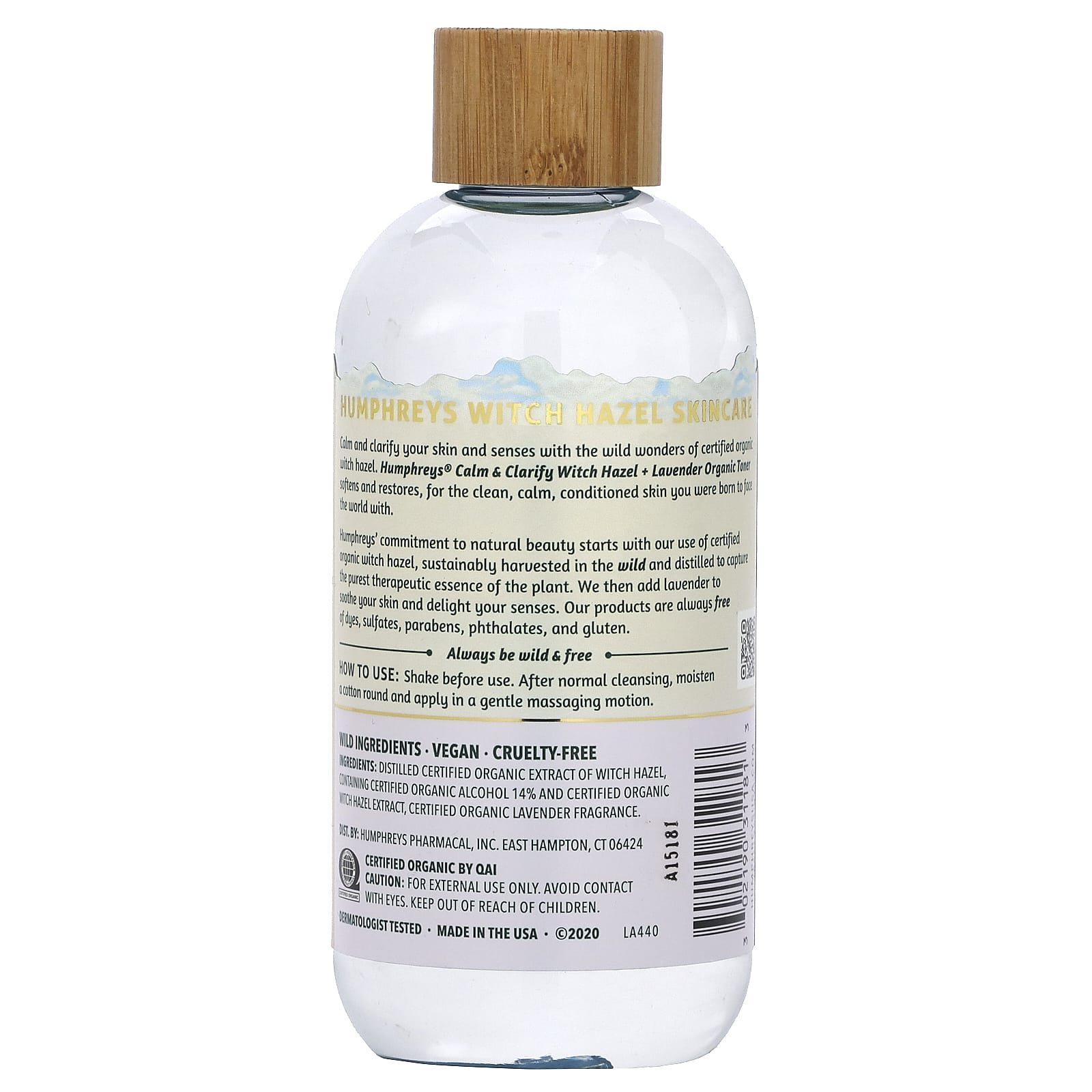 Humphreys, Witch Hazel, Organic Toner with Lavender, Calm, & Clarify, 8 fl oz (236 ml)