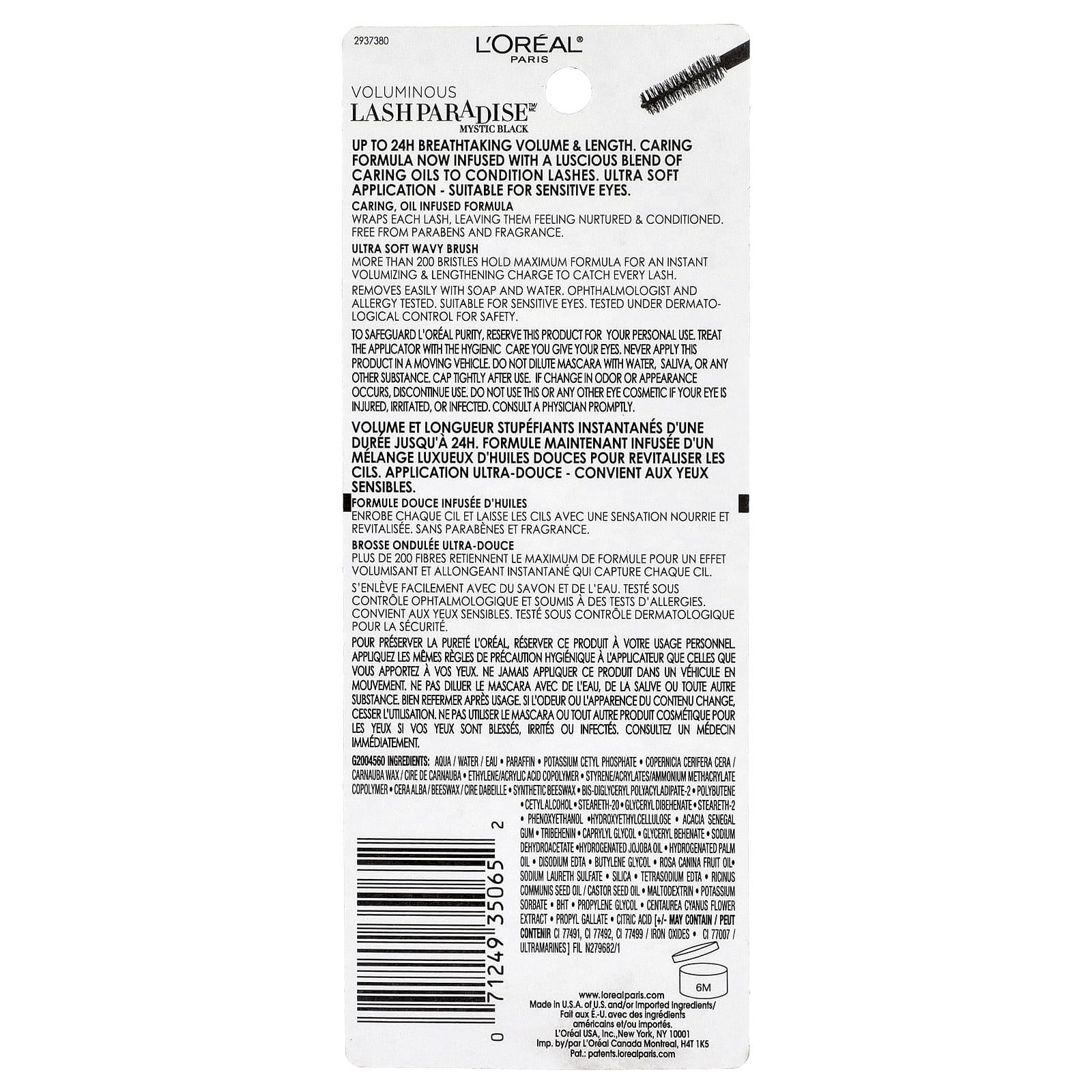 L'Oréal, Voluminous Lash Paradise™ Mascara, 205 Mystic Black, 0.28 fl oz (8.5 ml)