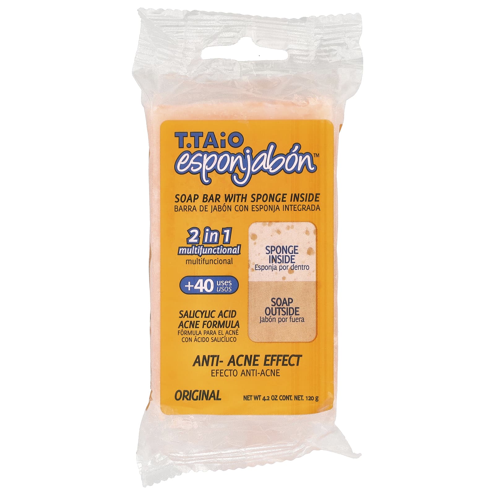 T. Taio, Soap Bar With Sponge Inside, Salicylic Acid Acne Formula, Original , 4.2 oz (120 g)