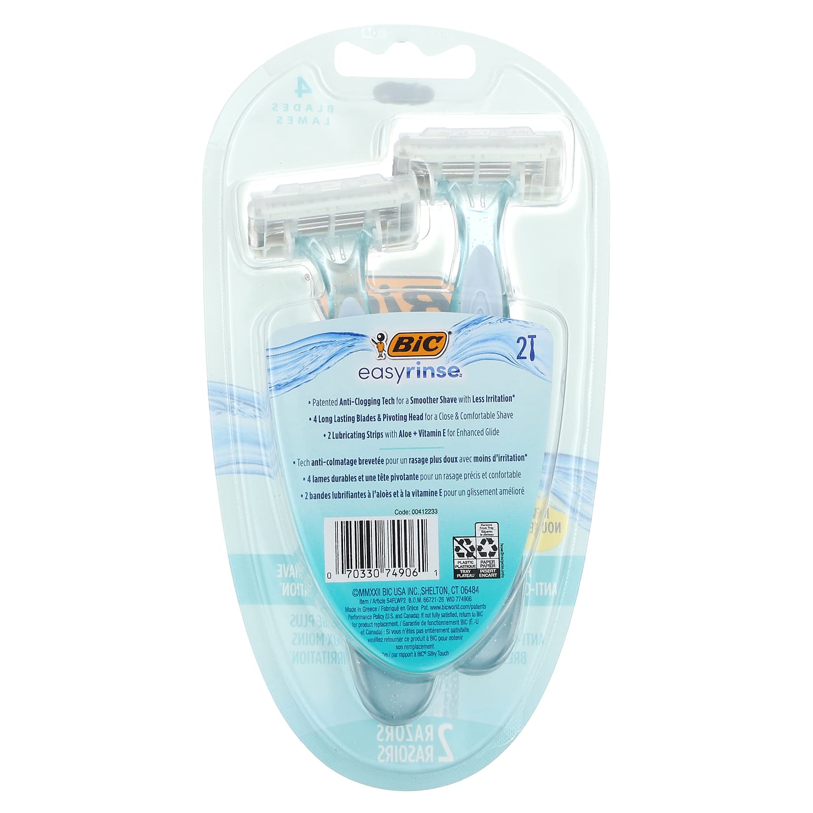 BIC, EasyRinse, Women's Disposable Razors, 2 Razors