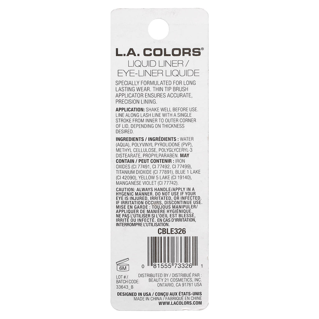 L.A. Colors, Liquid Eyeliner, CBLE326 Black , 0.22 fl oz (6.5 ml)