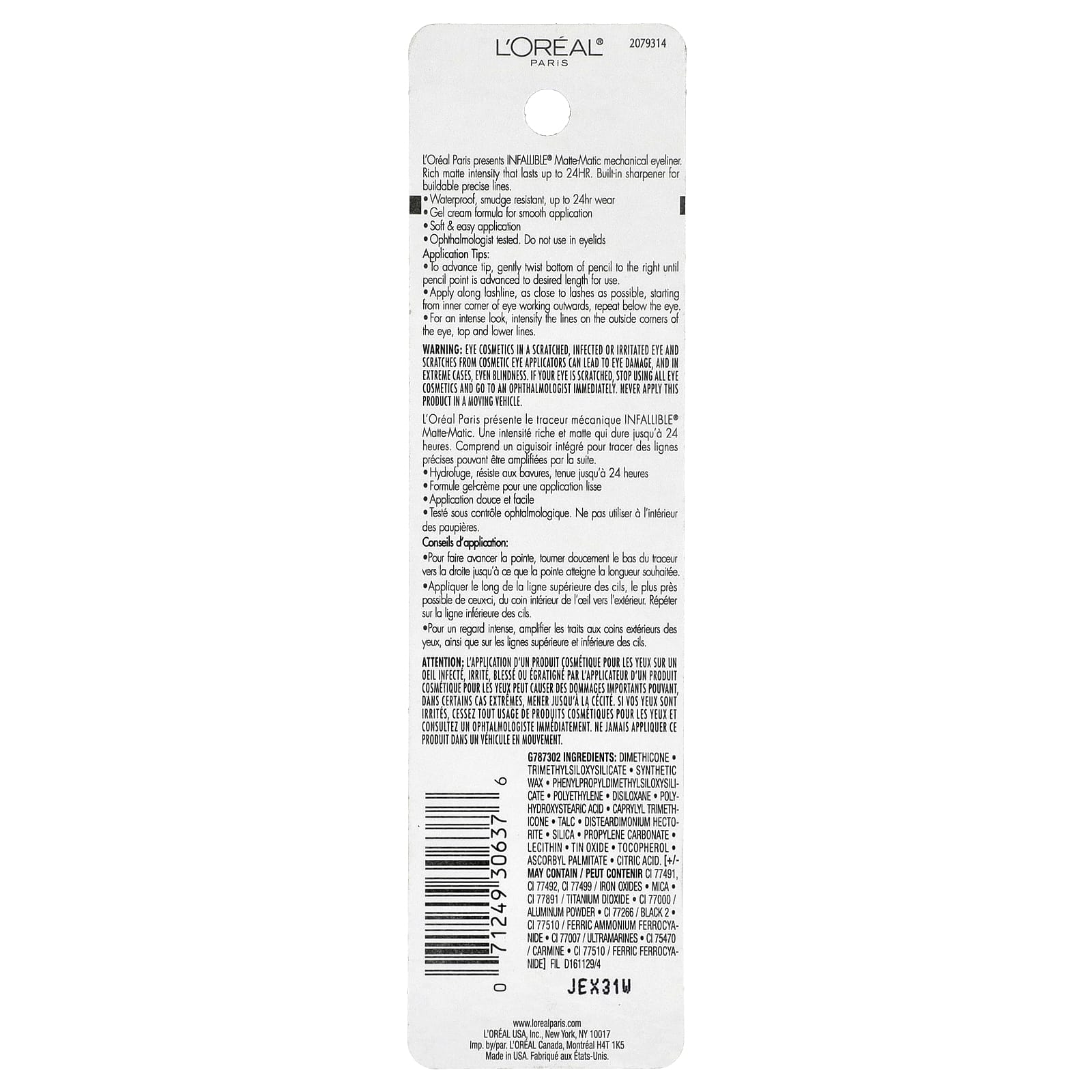 L'Oréal, Infallible®, Matte-Matic Mechanical Eyeliner, 512 Ultra Black, 0.01 oz (280 mg)
