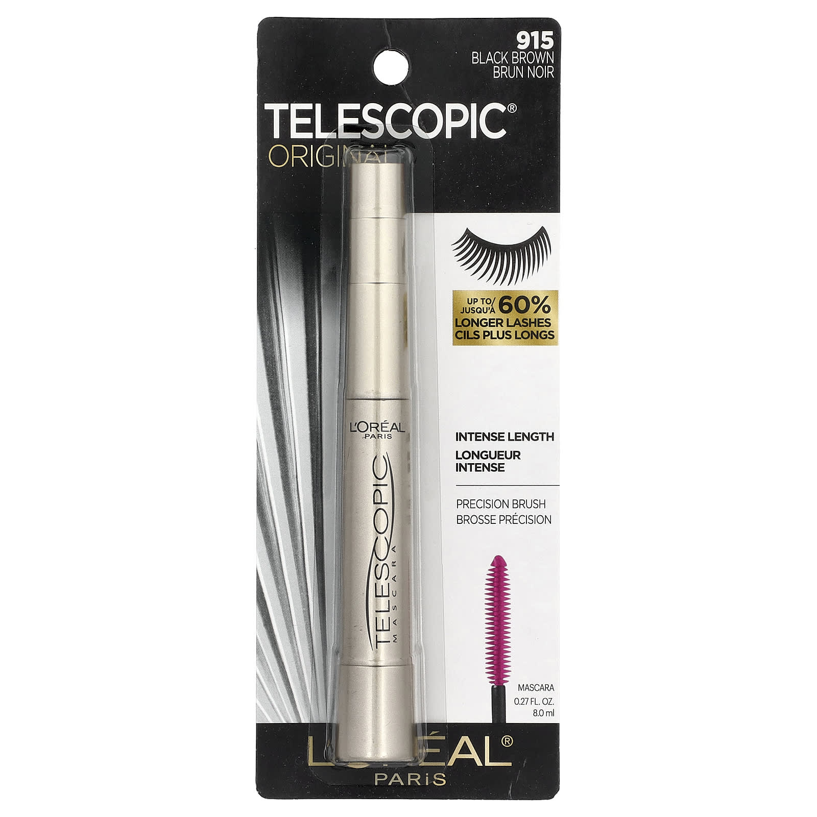 L'Oréal, Telescopic® Original Mascara, 915 Black Brown, 0.27 fl oz (8 ml)