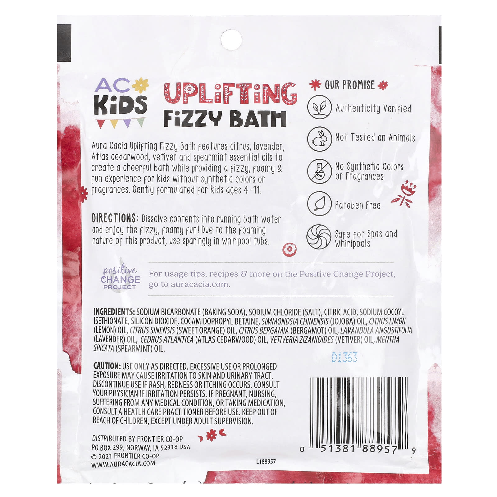 Aura Cacia, Kids, Uplifting Fizzy Bath, 2.5 oz (70.9 g)