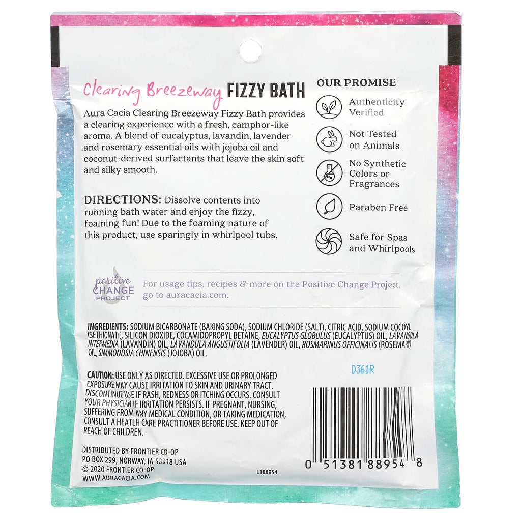 Aura Cacia, Fizzy Bath, Clearing Breezeway, 2.5 oz (70.9 g)