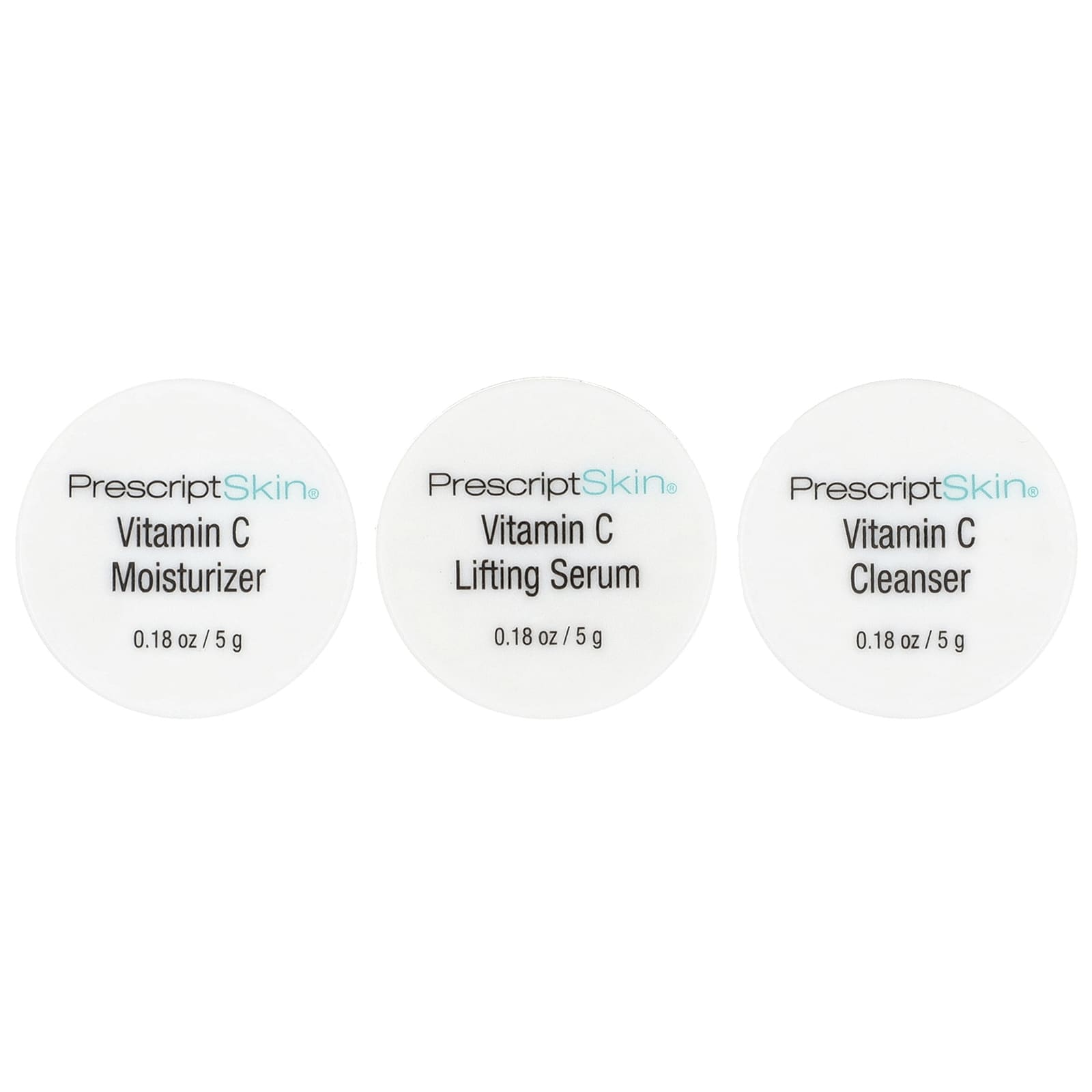 PrescriptSkin, Vitamin C Trial Set, 3 Professional Strength Brightening Products, 3 Jars, 0.18 oz (5 g) Each