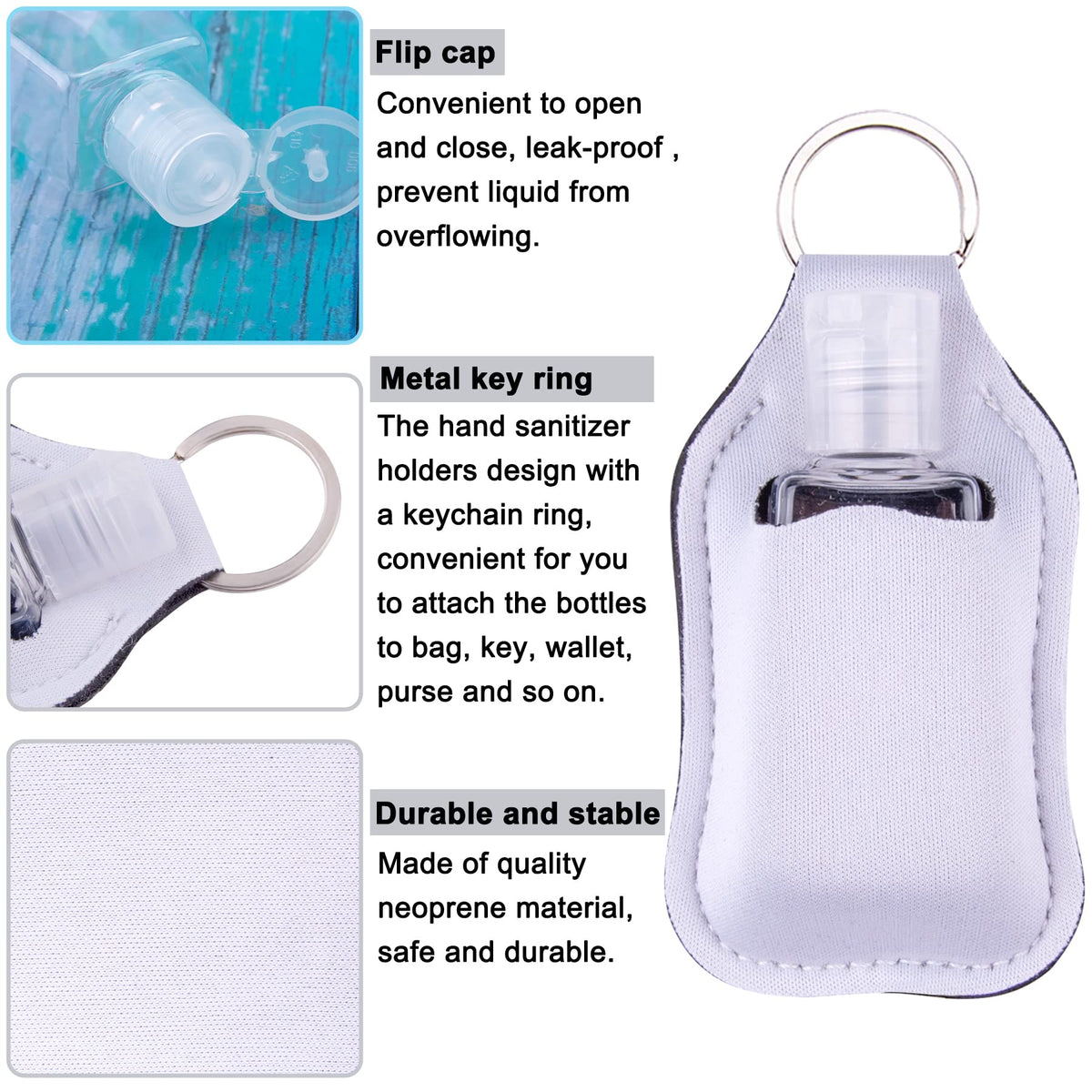 Duufin 60-Piece Refillable Travel Bottles and Keychain Holder Set