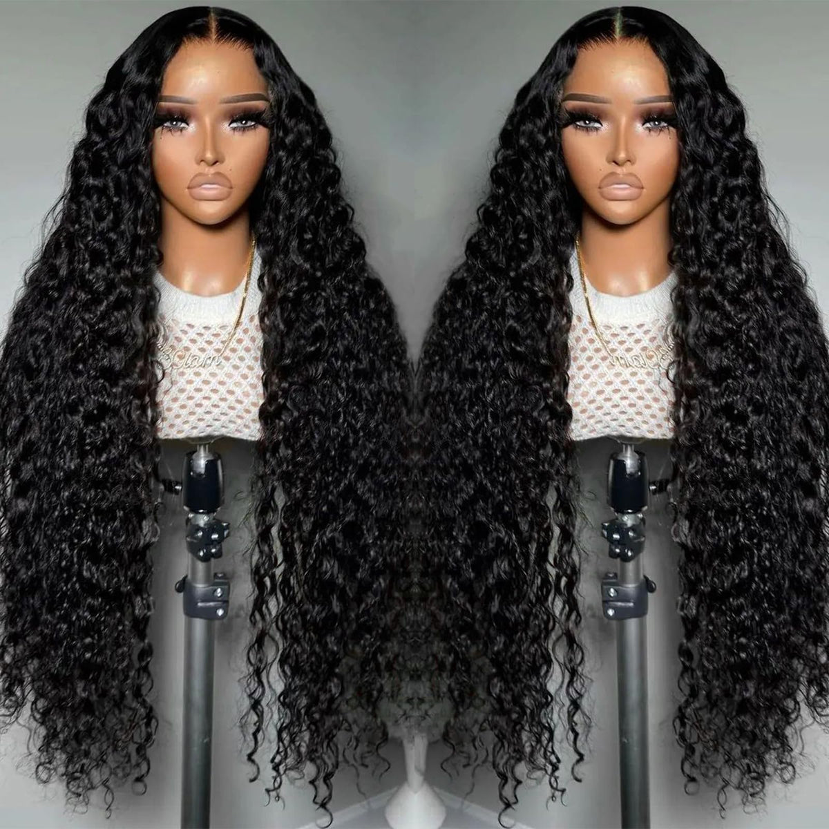 Momaksa 13x4 Deep Wave Human Hair Lace Front Wig, 200% Density