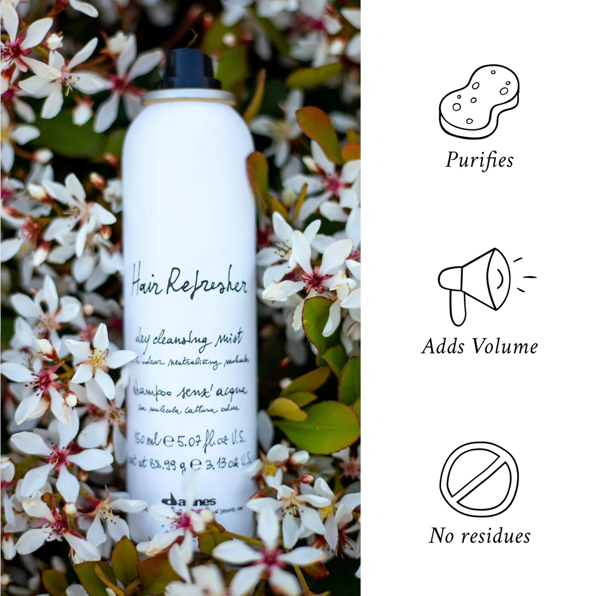 Davines Hair Refresher Dry Shampoo, Oil-Absorbing Volumizing Spray