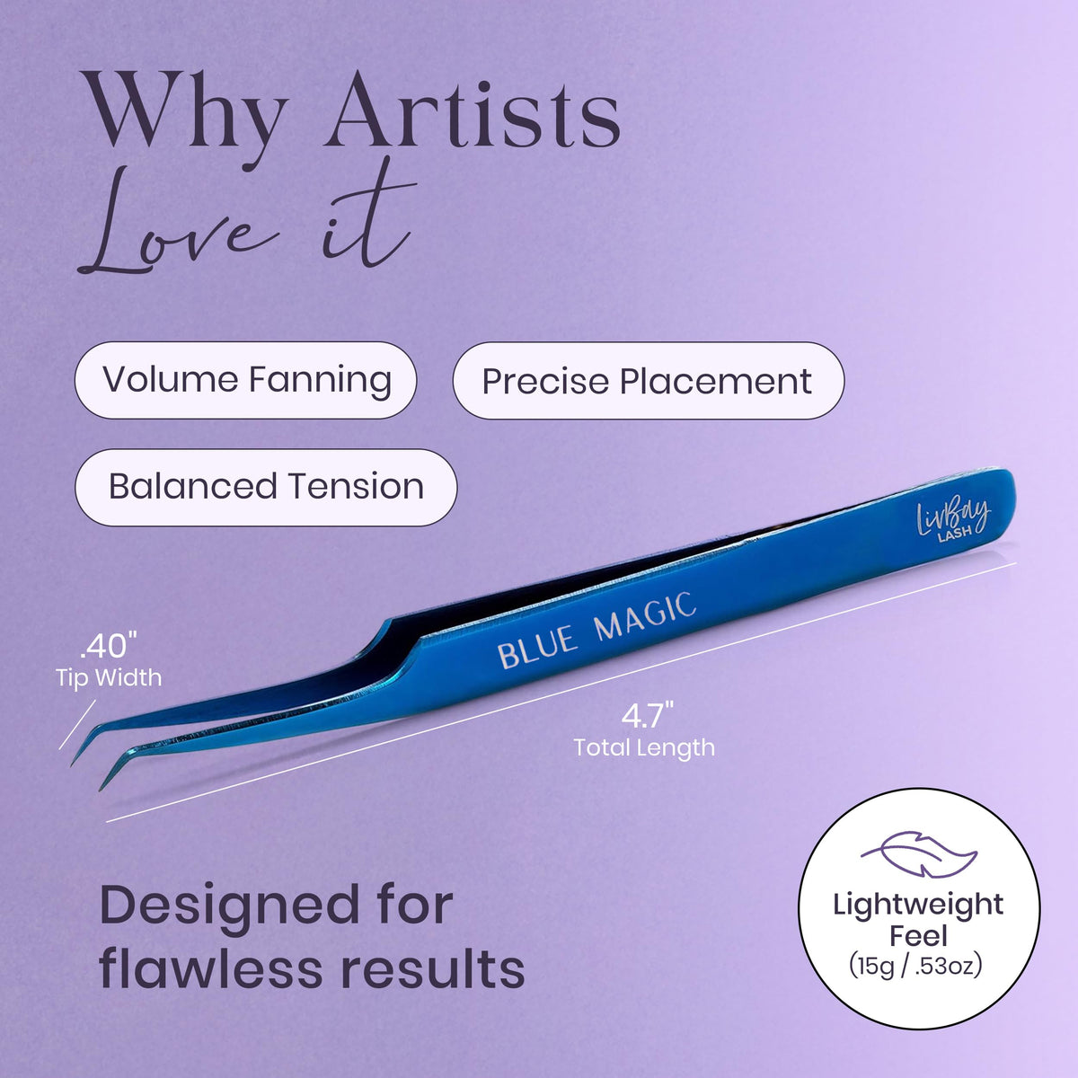 LivBay Lash Blue Magic Curved Volume Lash Extension Tweezers