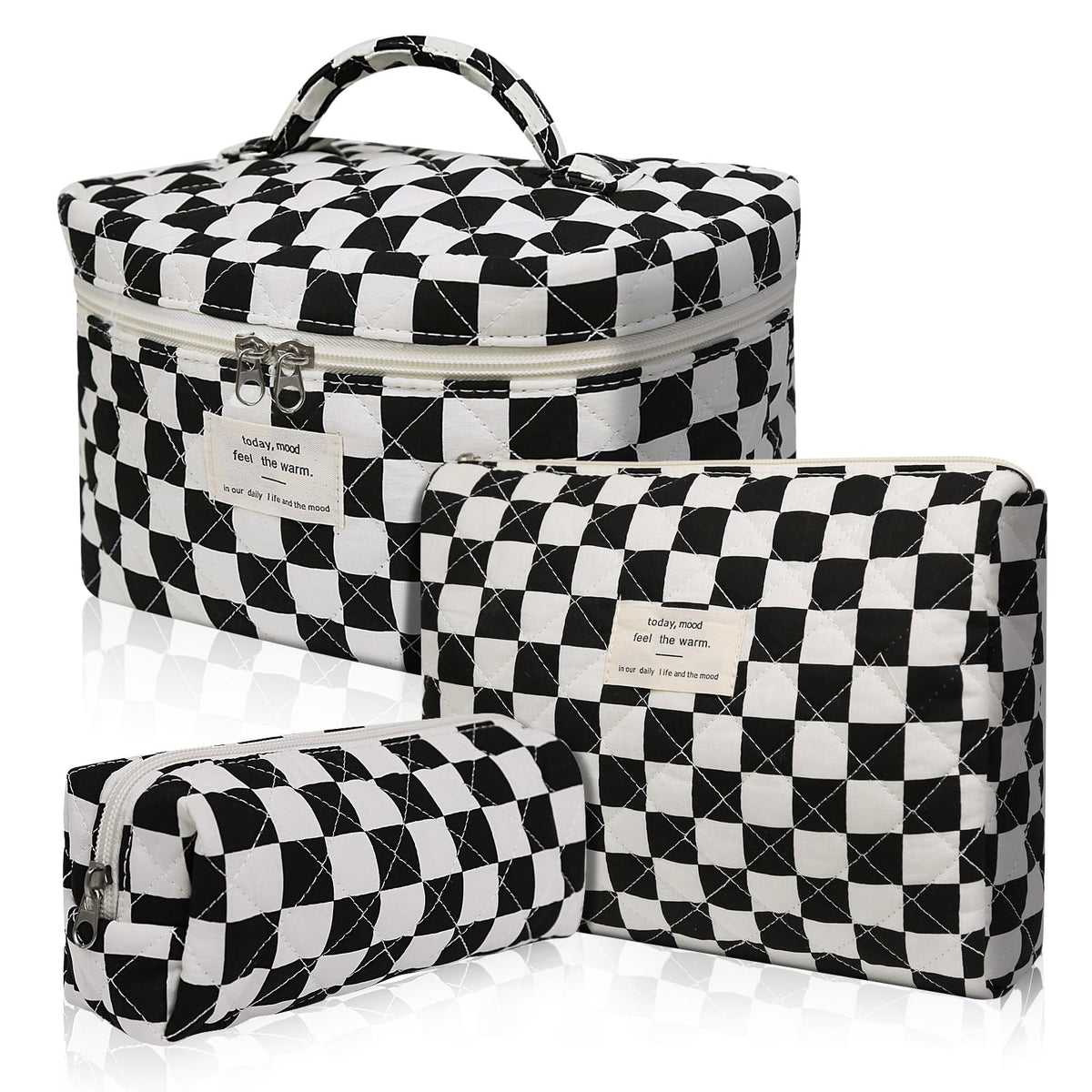 Gosect Cotton Makeup Bag, Large Cosmetic and Travel Toiletry Organizer
