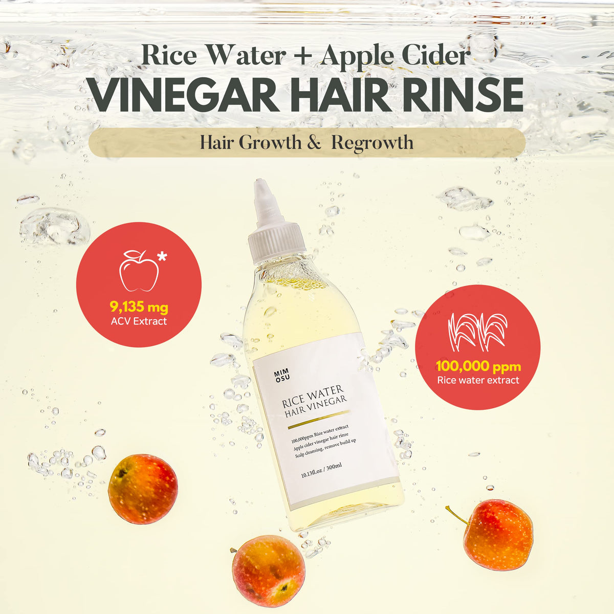 mimosu Apple Cider Vinegar Hair Rinse with Rice Water
