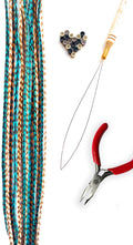 Feather Hair Extension Kit with Genuine Rooster Feathers, Beads & Tools