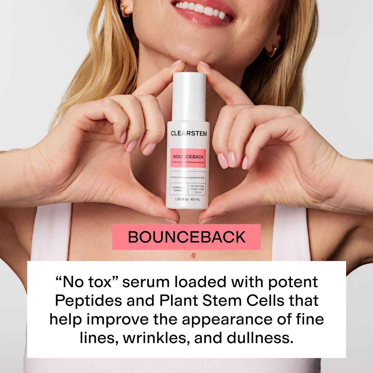 CLEARSTEM BOUNCEBACK Radiant Facial Peptide Serum, 1.35 Fl Oz