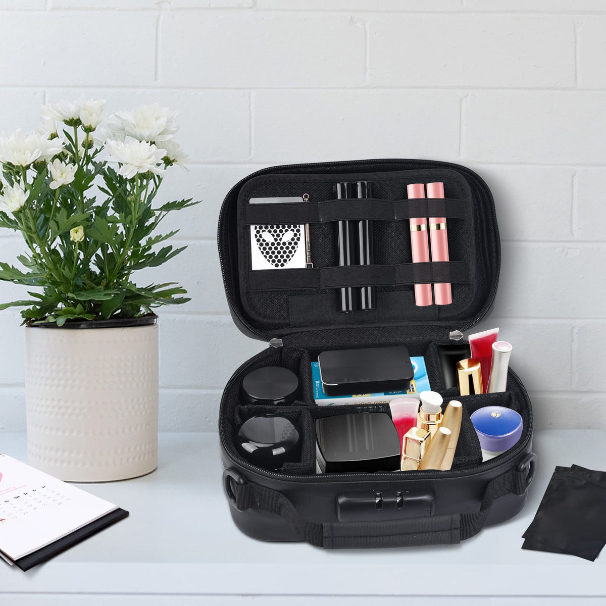Carbon-Lined Odor-Proof Storage Case with Accessories and Combination Lock