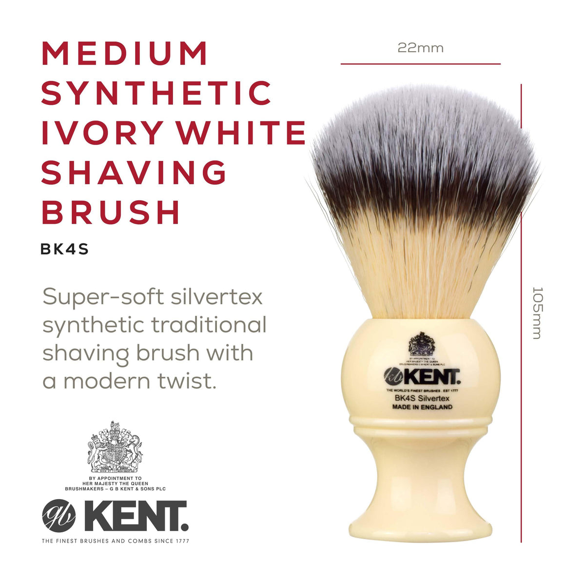 Kent Synthetic Shaving Brush with Silvertex Bristles