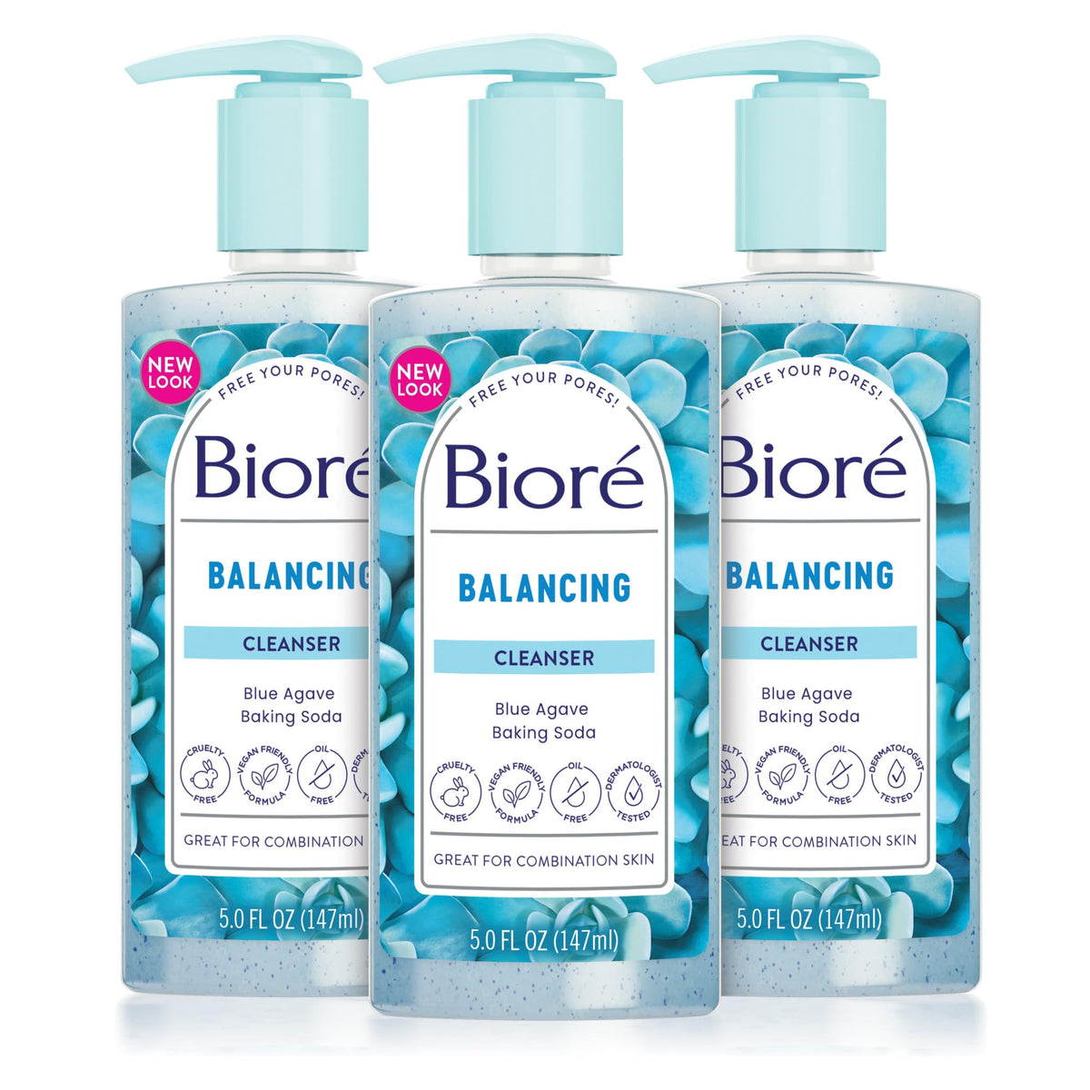 Biore Balancing Face Wash, pH Balanced Cleanser, 5 Fl Oz, Pack of 3