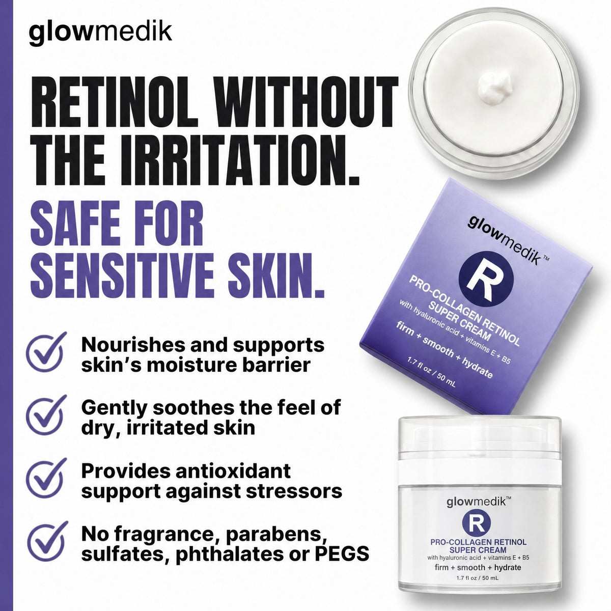 Glowmedik Pro-Collagen Retinol Face Cream with Hyaluronic Acid