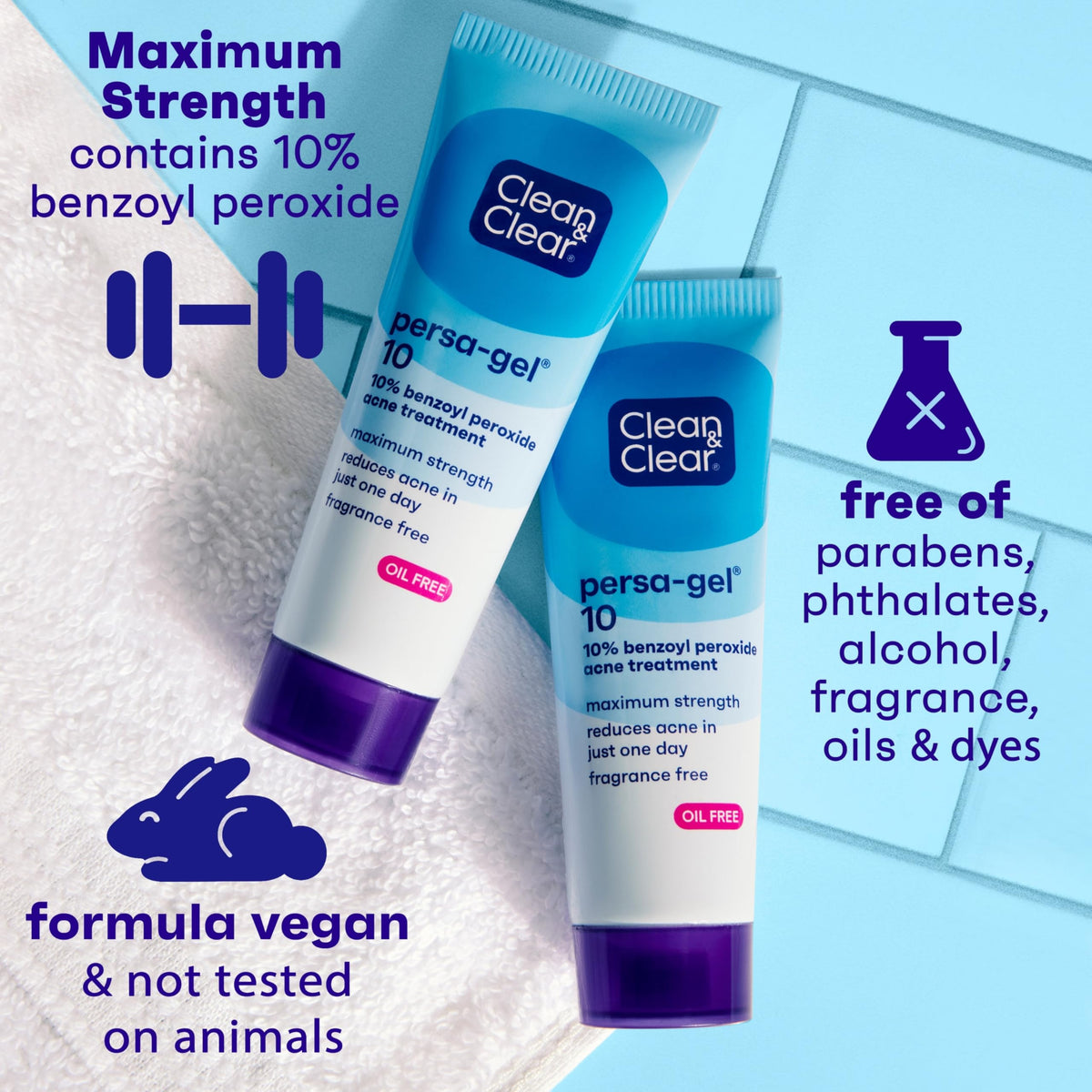 Clean & Clear Persa-Gel 10 Acne Spot Treatment, 10% Benzoyl Peroxide, Pack of 4